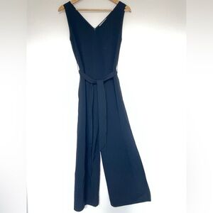 Everlane Black Jumpsuit with Tie Belt and Wide-Leg Design